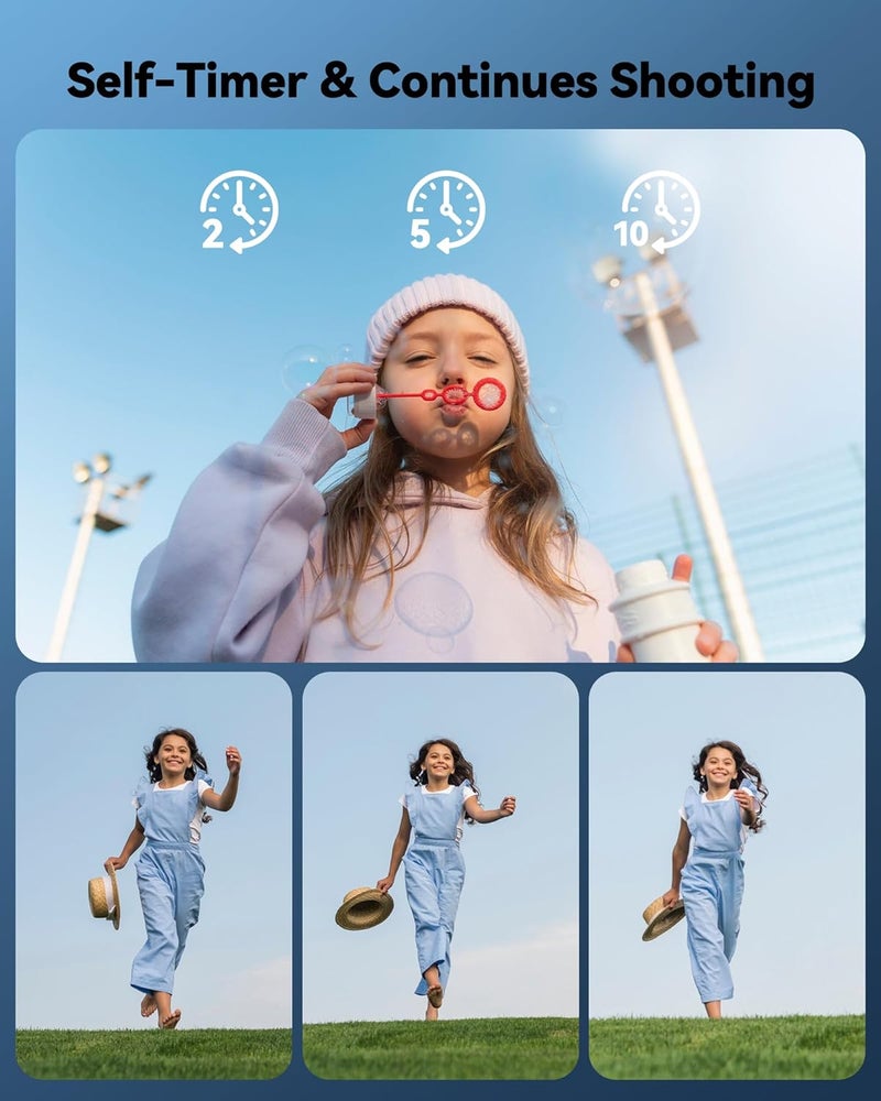 ROQIOO Digital Camera for Kids: Black Camera for Teens - Christmas Birthday Gifts for Boys Girls 8-10 - Toys for Girls 8-13 - Compact Camera for 6 7 8 9 10 Years Old- Toys for Kid Children Toddler - Image 5